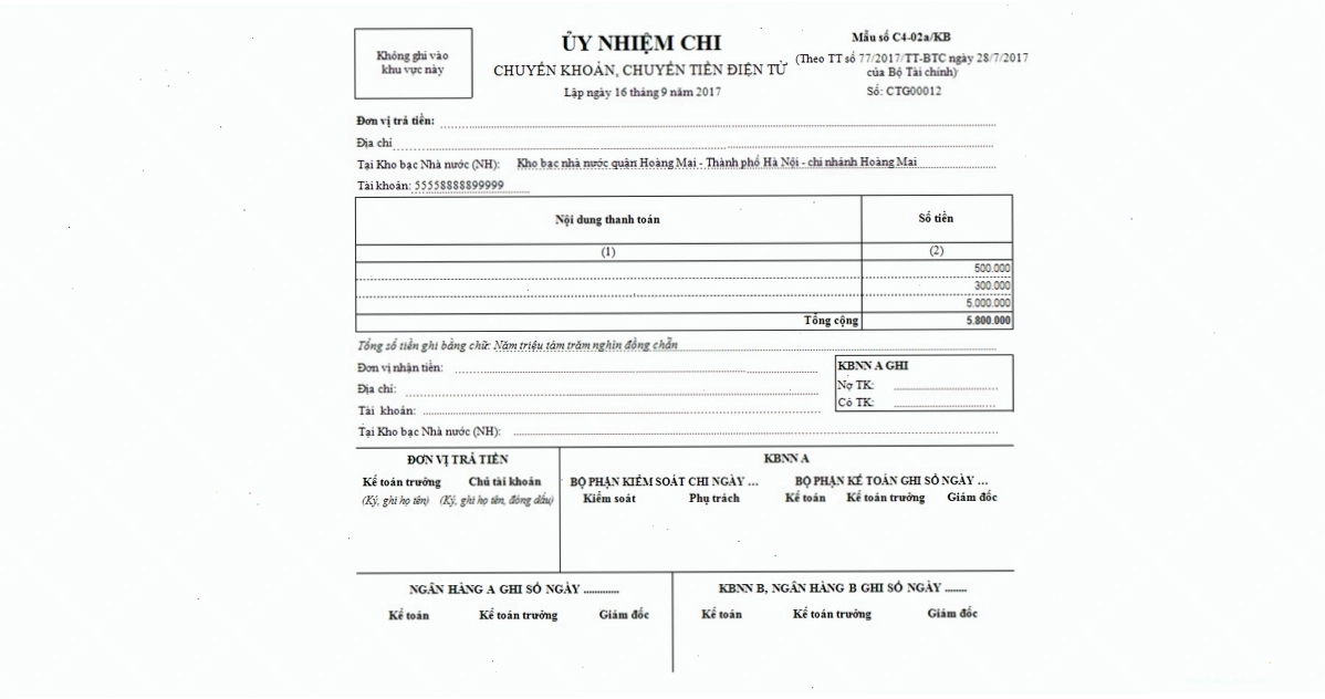 Quy trình thanh toán ủy nhiệm chi chi tiết tại ngân hàng