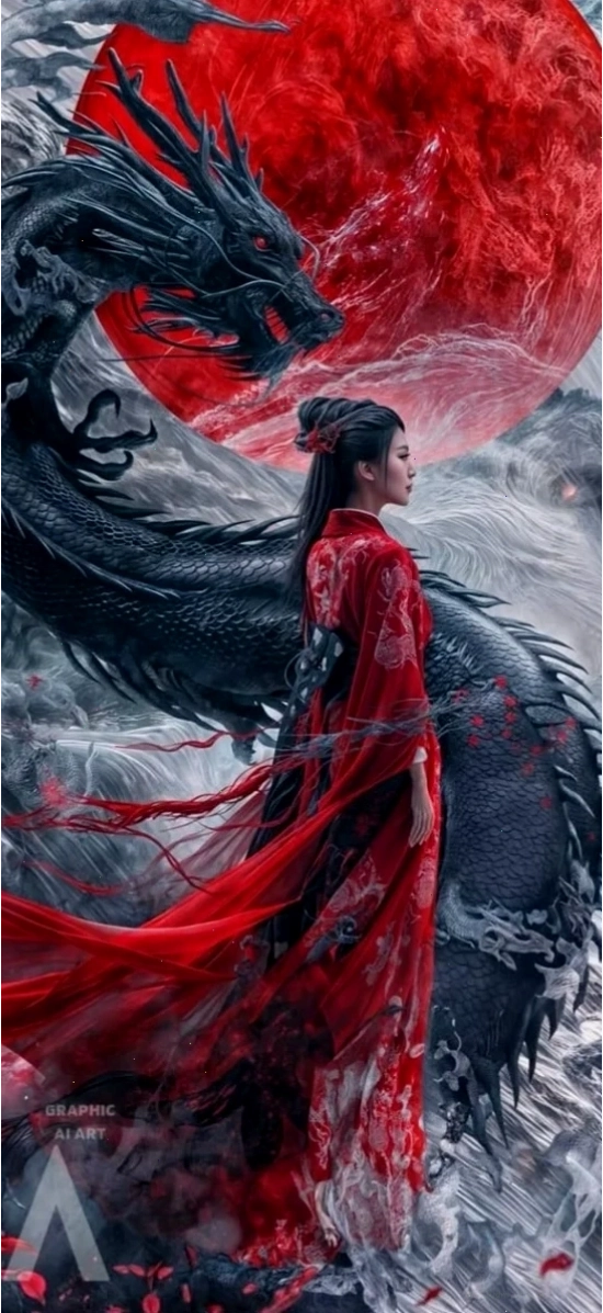 Rồng 3D với đôi cánh dang rộng trên nền trời tối
