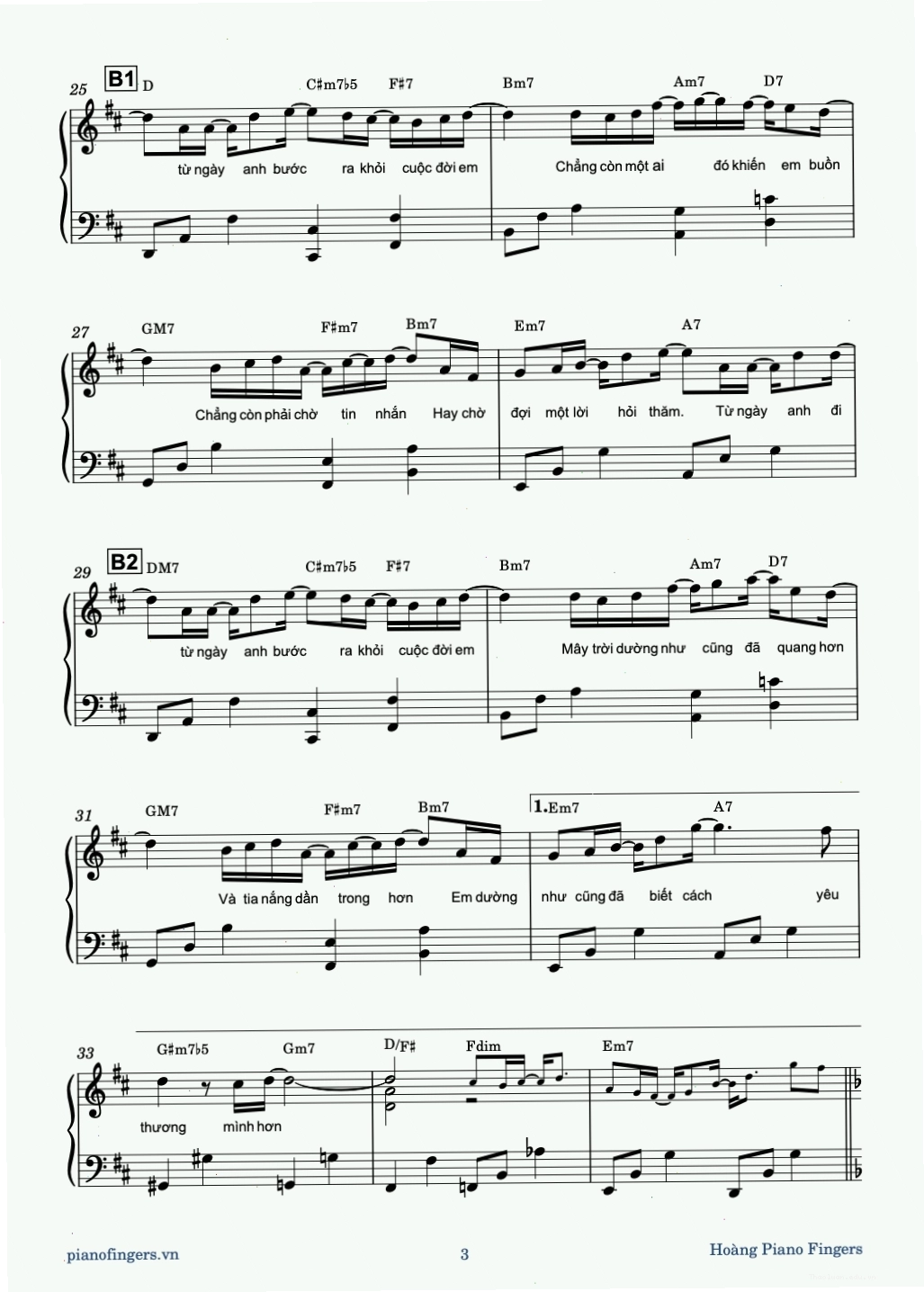 Sheet piano Rồi Em Sẽ Gặp Một Chàng Trai Khác