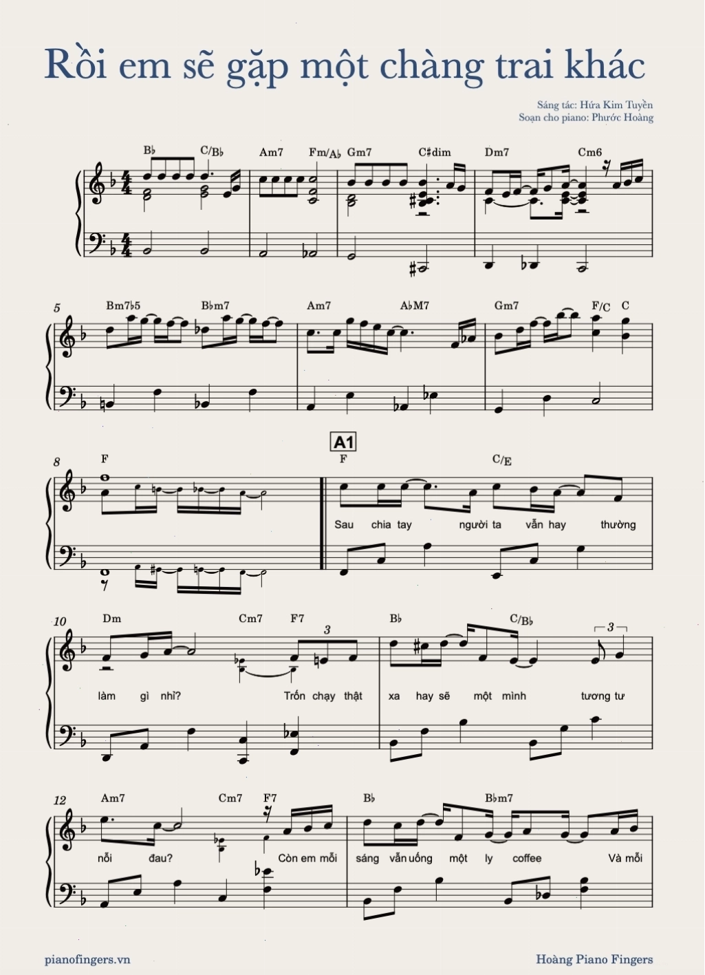Sheet piano Rồi Em Sẽ Gặp Một Chàng Trai Khác