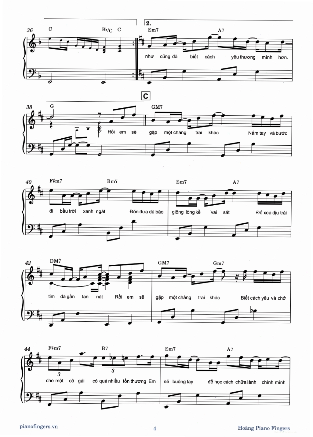 Sheet piano Rồi Em Sẽ Gặp Một Chàng Trai Khác