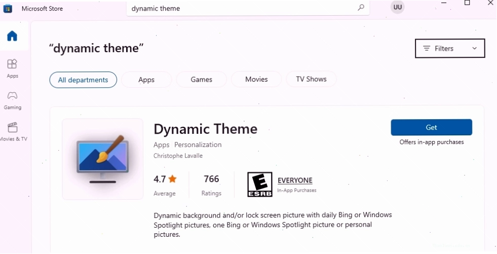 Sử dụng phần mềm Dynamic Theme để hình nền máy tính thay đổi liên tục