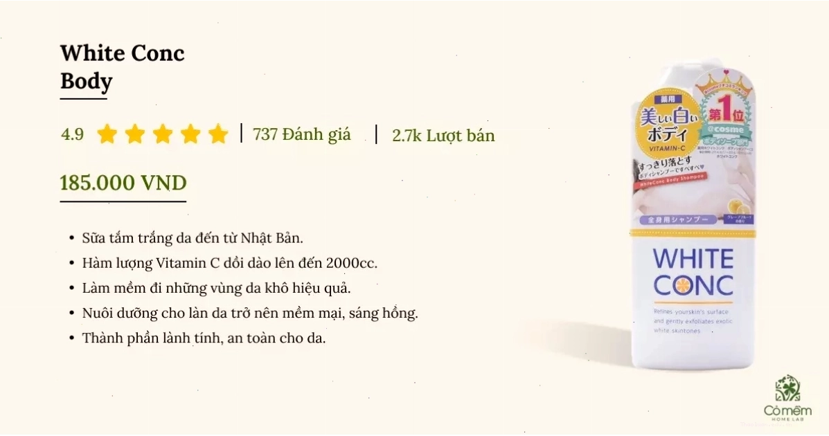Sữa tắm trắng da White Conc Body hiệu quả