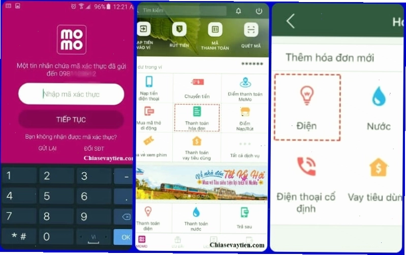 Thanh toán hóa đơn điện qua ứng dụng ví MoMo