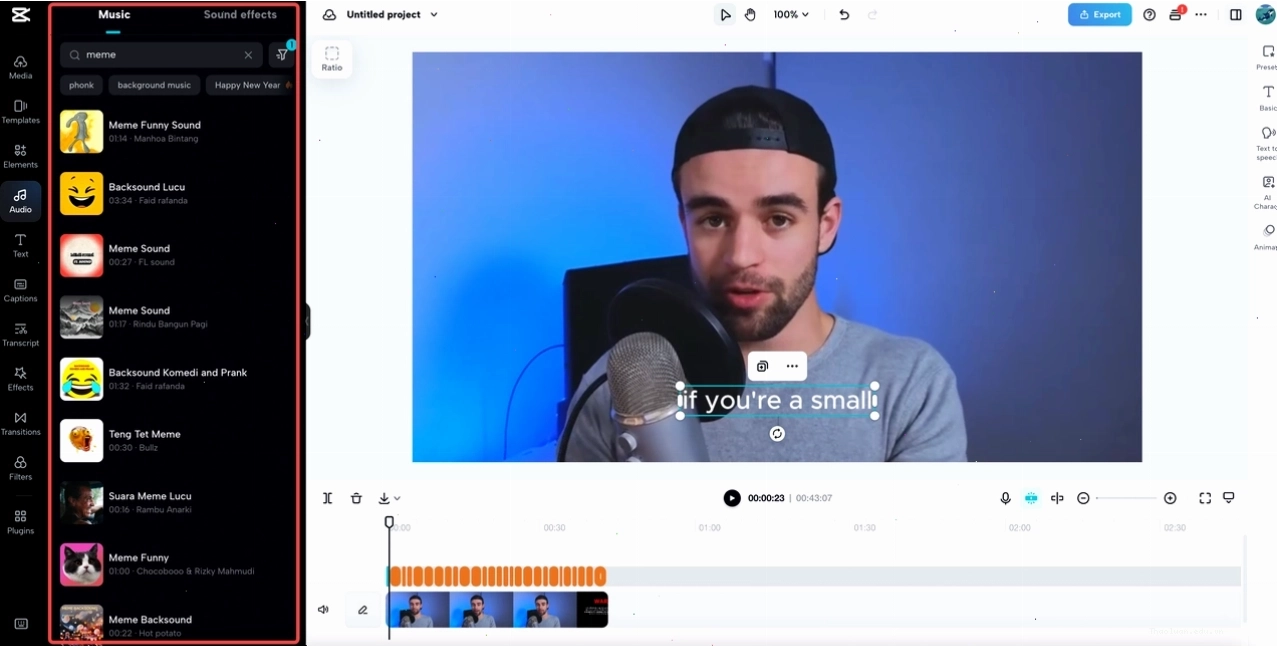 Thêm hiệu ứng âm thanh meme vào video của bạn