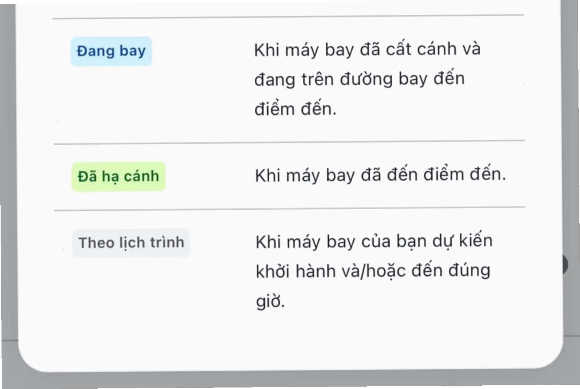 Thông tin trạng thái chuyến bay Bamboo Airways