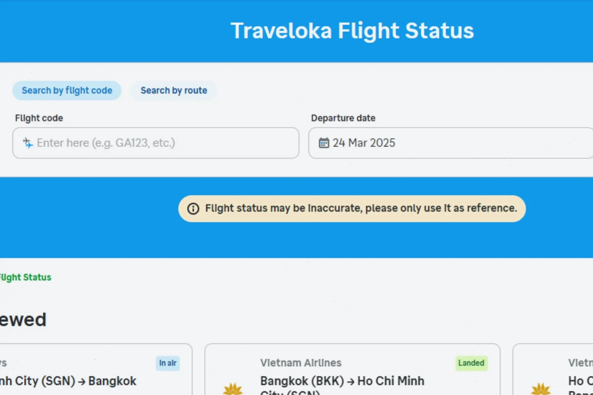 Tìm kiếm chuyến bay theo mã trên Traveloka