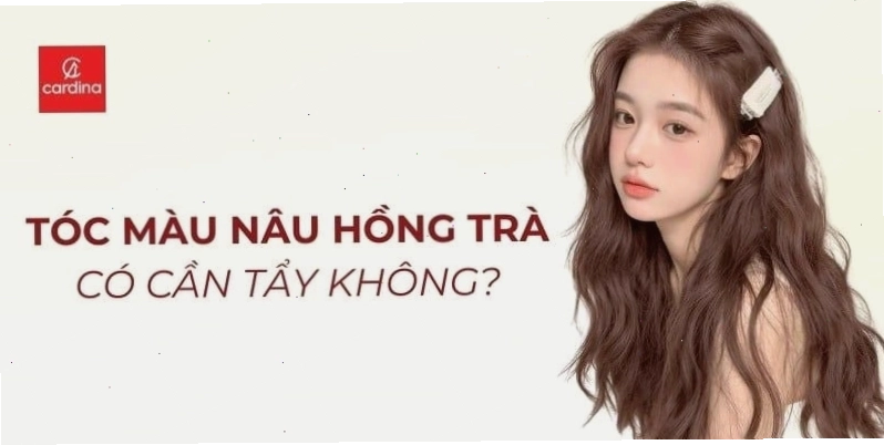 Tóc nâu hồng trà lên màu chuẩn trên nền tóc đã tẩy sáng