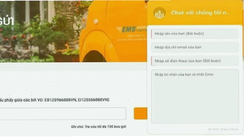 Tra cứu EMS bằng tin nhắn LiveChat