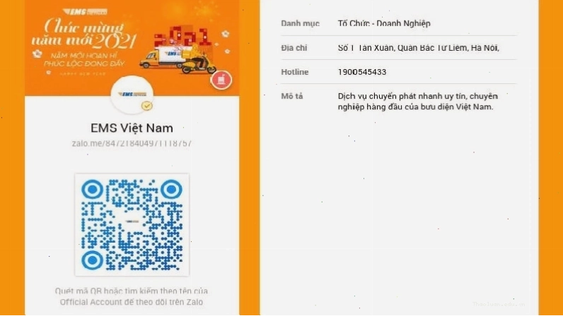 Tra cứu EMS qua Zalo