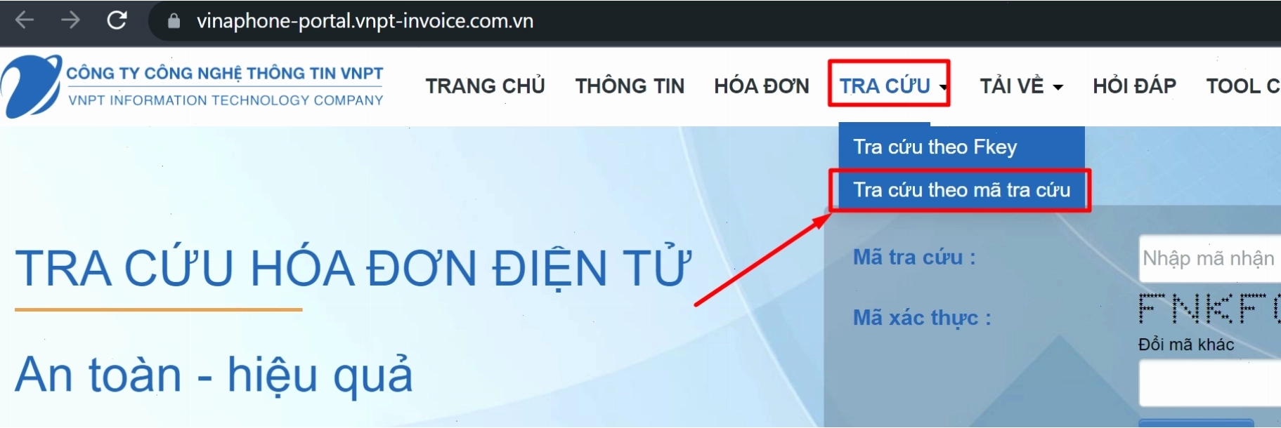 Tra cứu hóa đơn điện tử VNPT bước 2: Điền đầy đủ thông tin tra cứu