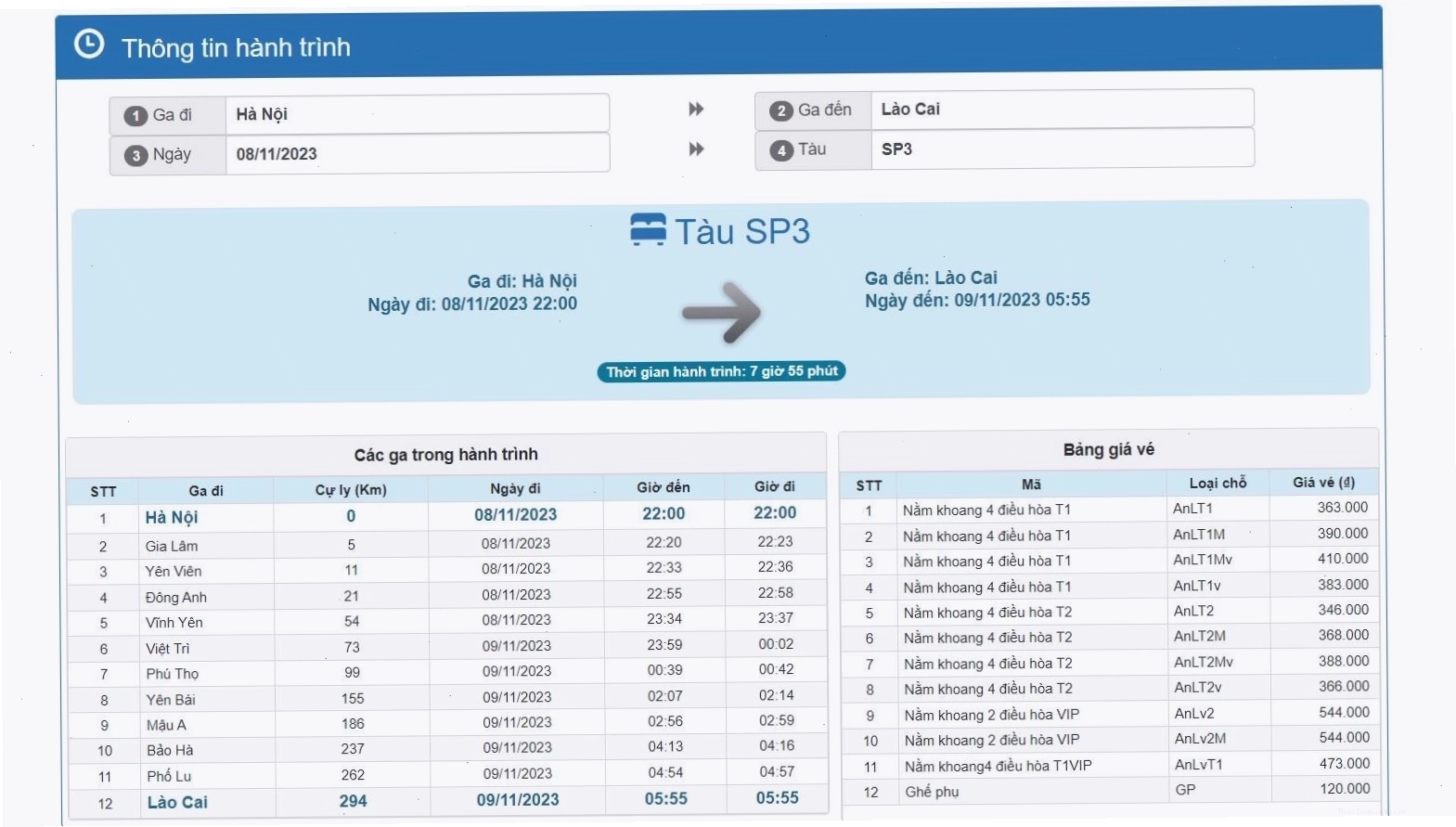 Tra cứu vé tàu qua website Tổng công ty Đường sắt Việt Nam