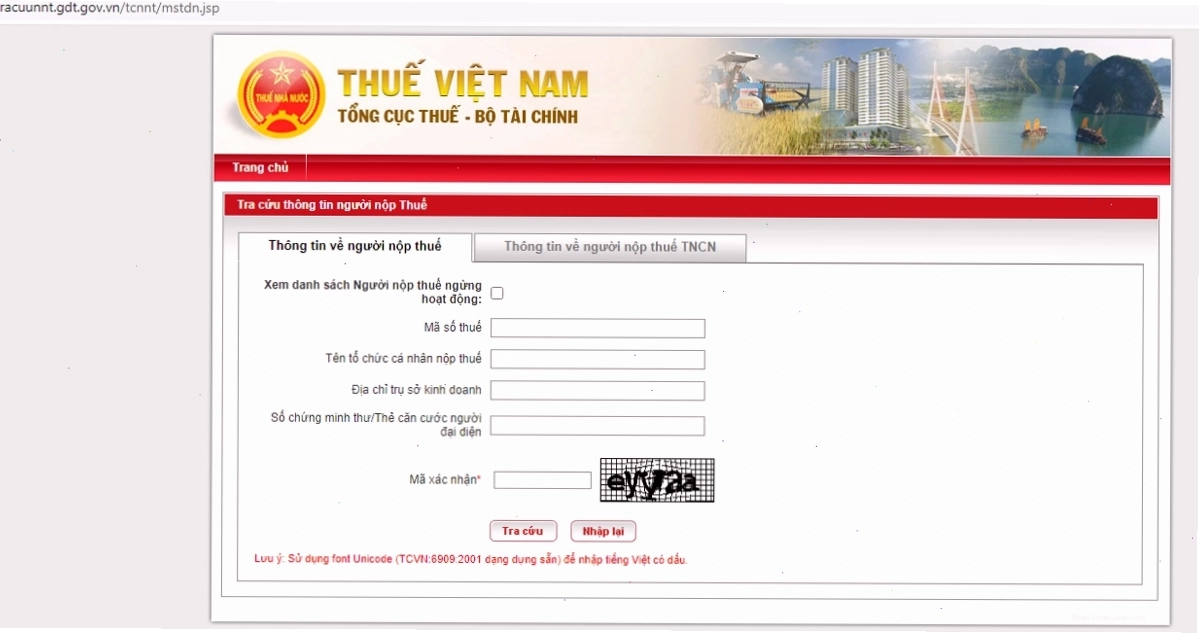 Tra mã số thuế doanh nghiệp trên Tổng cục thuế