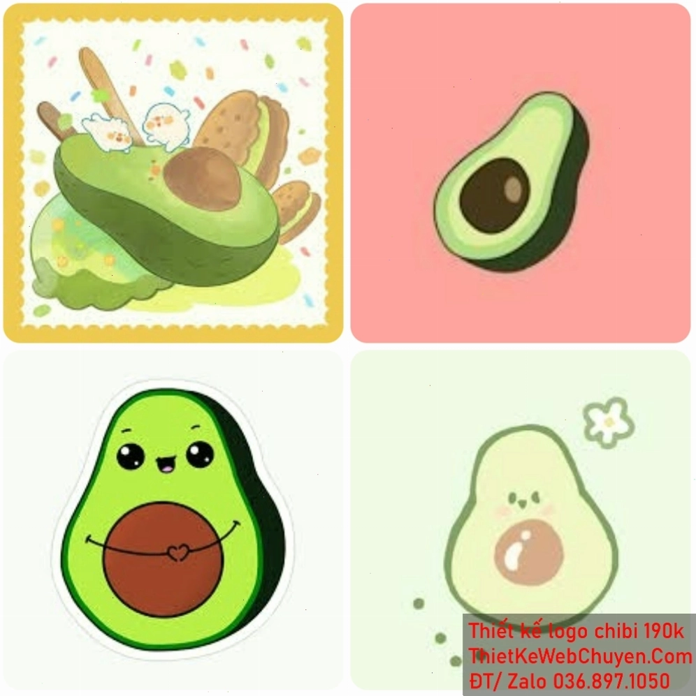 Trái bơ chibi cute đội mũ lưỡi trai ngộ nghĩnh