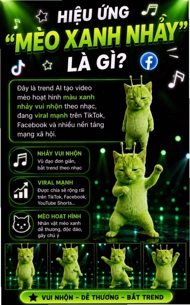 Trend "Mèo xanh nhảy" là một ví dụ về nội dung viral trên mạng xã hội