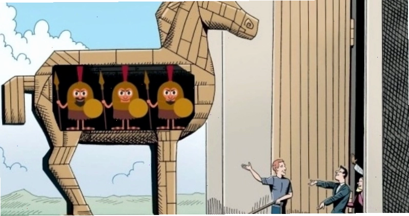 Trojan horse meme minh họa mối nguy hiểm tiềm ẩn