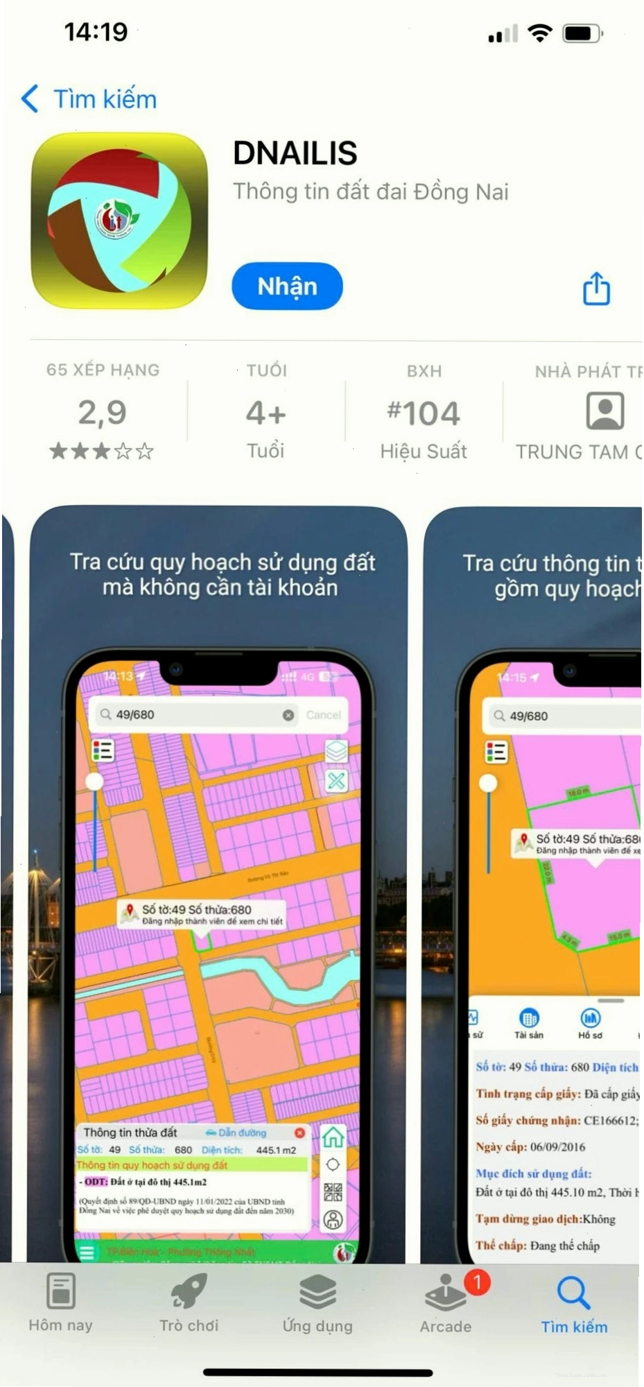 Ứng dụng tra cứu thửa đất tại tỉnh Đồng Nai