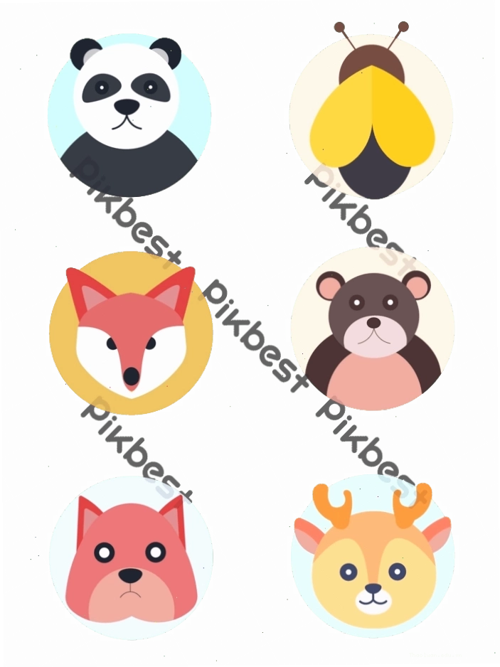 Vector avatar nhóm động vật tròn