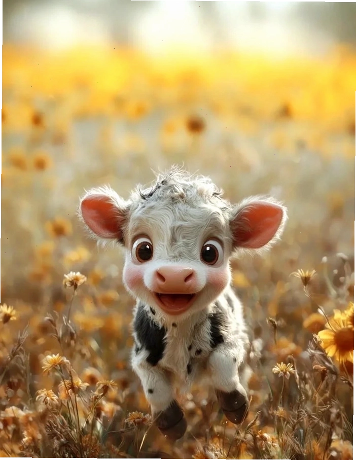 Ảnh động vật chibi bò sữa ngộ nghĩnh