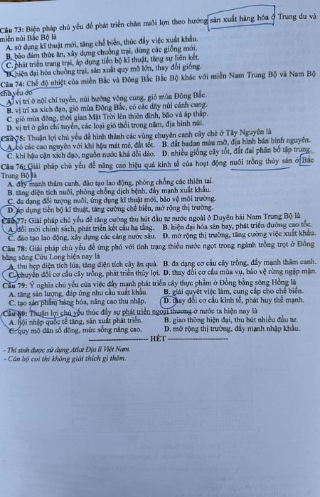 Đánh giá 24 đề thi THPT Quốc Gia môn Địa Lý 4