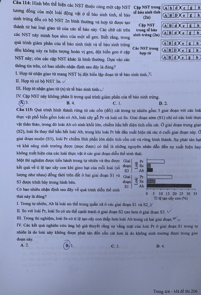 Đề thi THPT Quốc gia môn Sinh học năm 2024 mã đề 206 4