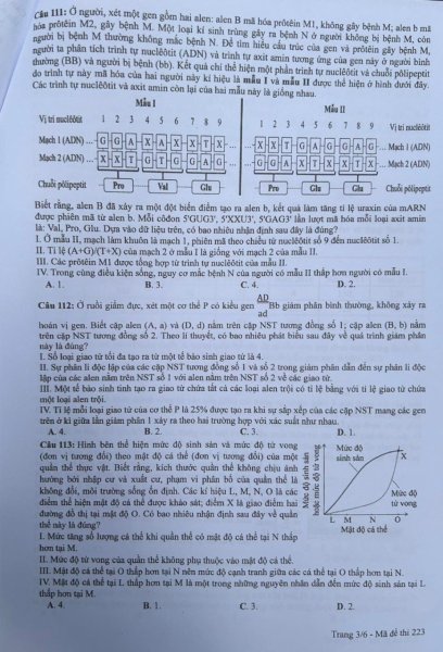 Đề thi THPT Quốc gia môn Sinh học năm 2024 mã đề 223 3