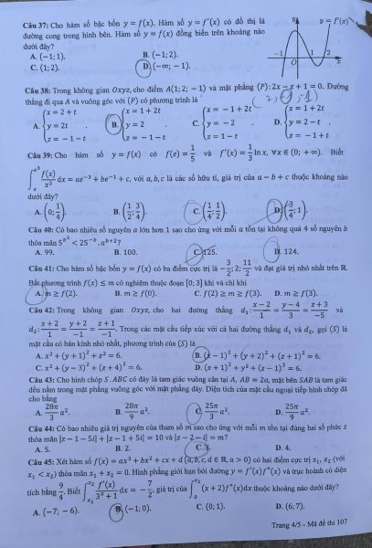 Đề thi THPT Quốc gia môn Toán năm 2024 mã đề 107 4