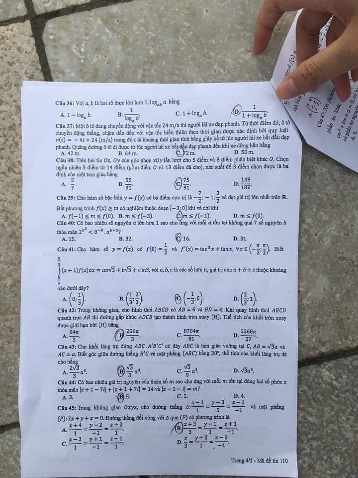 Đề thi THPT Quốc gia môn Toán năm 2024 mã đề 110 4