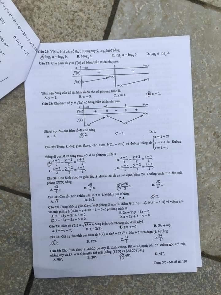 Đề thi THPT Quốc gia môn Toán năm 2024 mã đề 110 3