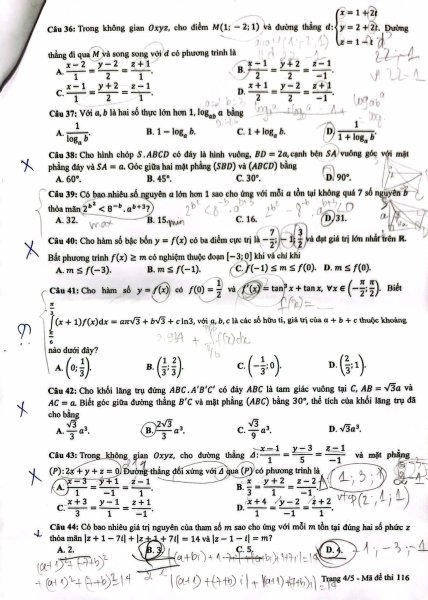 Đề thi THPT Quốc gia môn Toán năm 2024 mã đề 116 4