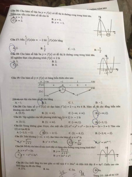 Đề thi THPT Quốc gia môn Toán năm 2024 mã đề 120 2