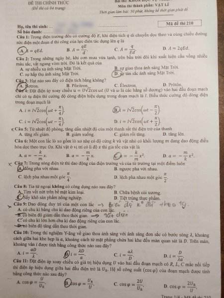Đề thi THPT Quốc gia môn Vật lí năm 2024 mã đề 210 1