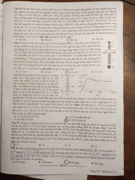 Đề thi THPT Quốc gia môn Vật lí năm 2024 mã đề 210 4