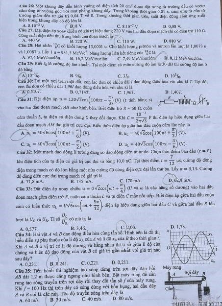 Đề thi THPT Quốc gia môn Vật lí năm 2024 mã đề 212 3