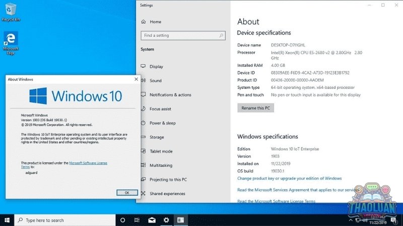 Cấu hình máy tính tối thiểu để cài đặt Windows 10