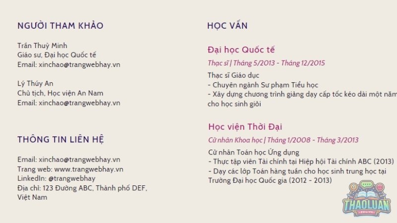 Cách viết phần học vấn trong CV