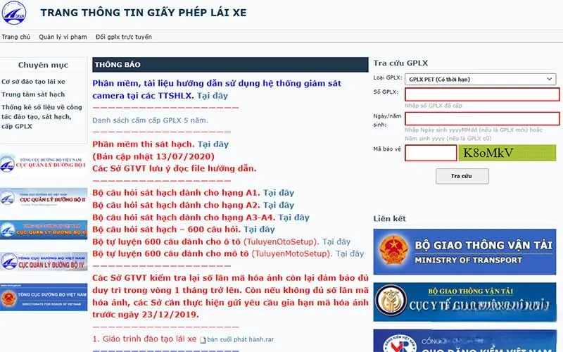 tra cứu giấy phép lái xe 2