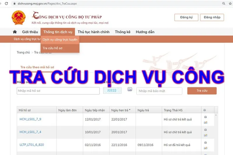 tra cứu hồ sơ dịch vụ công 2