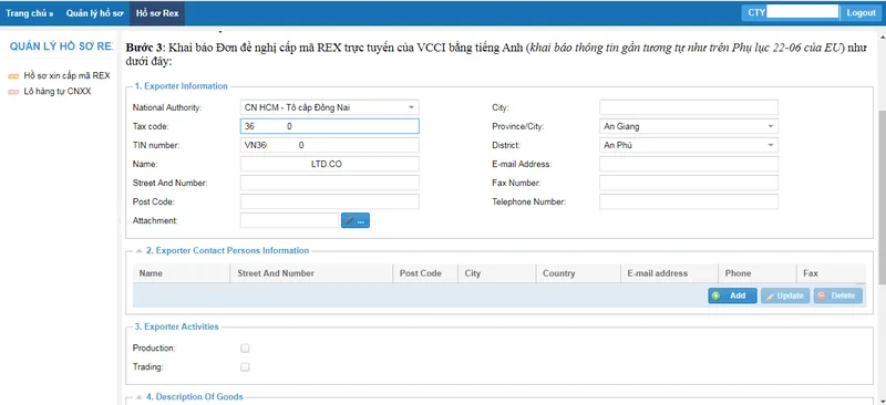 tra cứu mã REX nhập khẩu 3