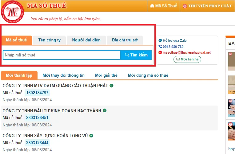 Tra cứu mã số thuế 3