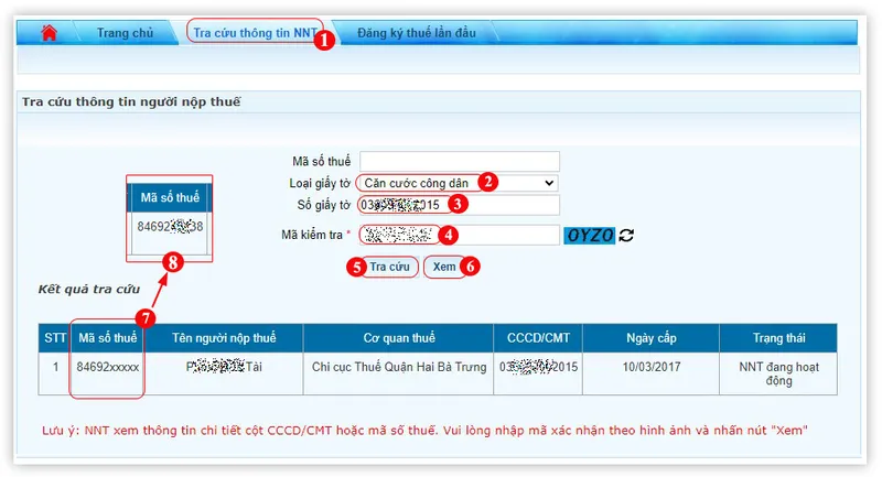 Tra cứu mã số thuế 10