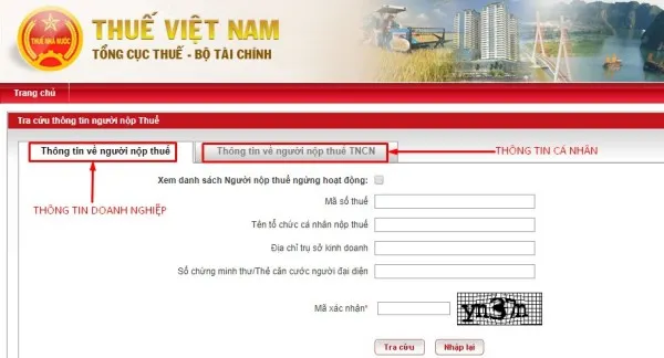 tra cứu người nộp thuế 2