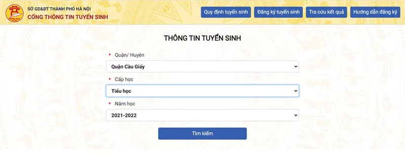 tra cứu tuyển sinh đầu cấp 1