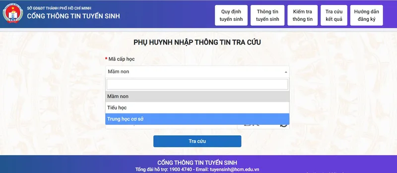 tra cứu tuyển sinh đầu cấp 6